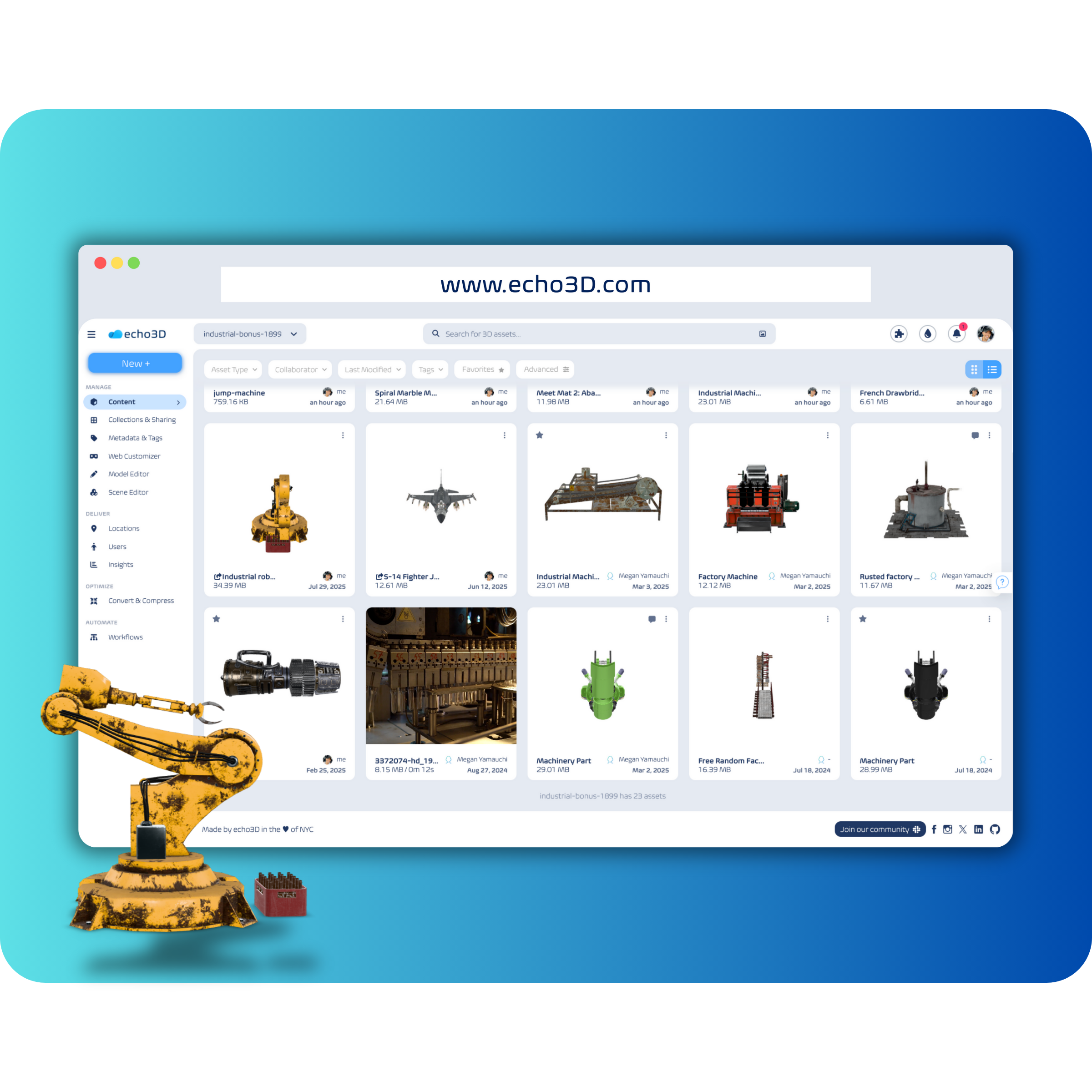 echo3D Centralized 3D Asset Library