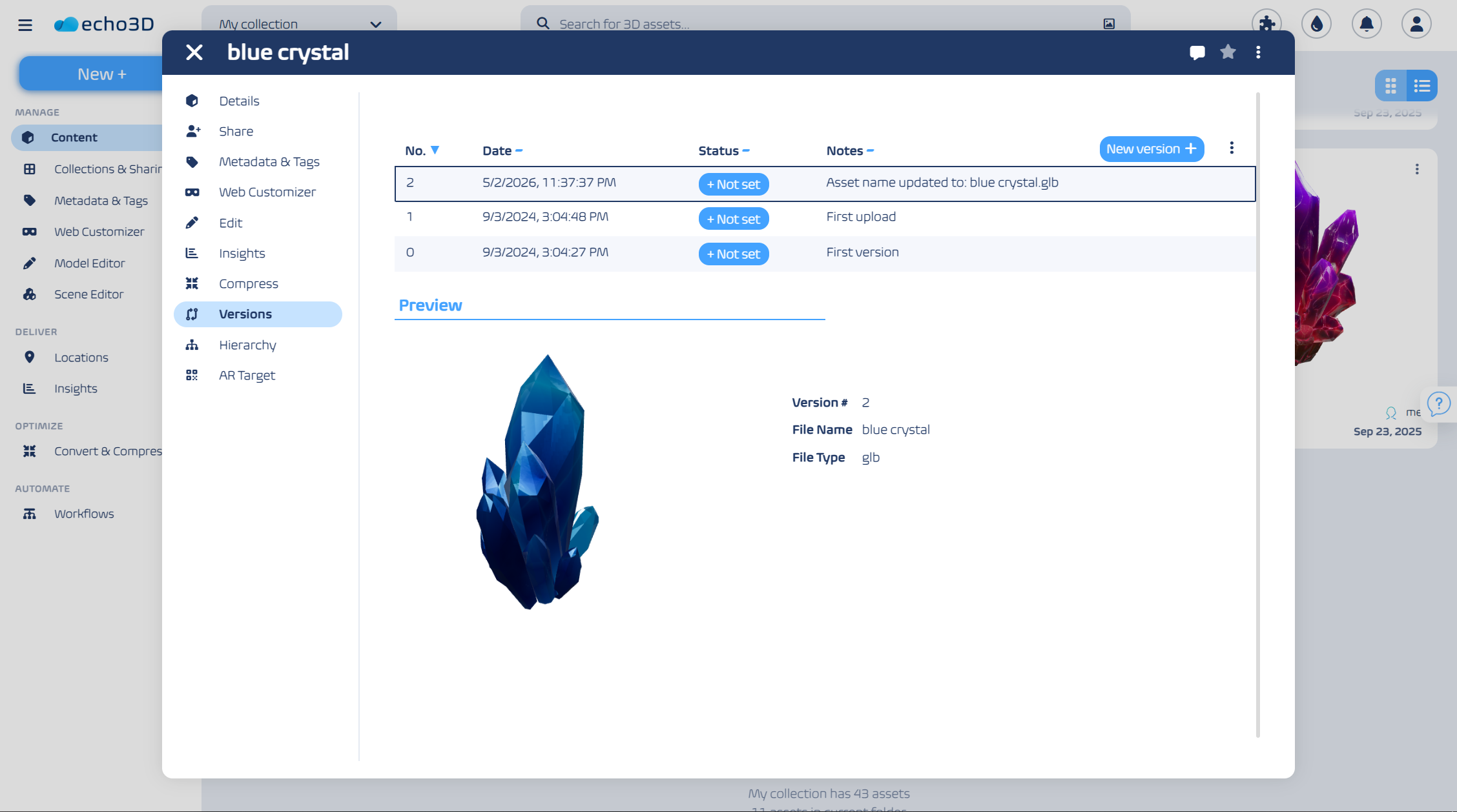 3D 3D Digital Asset Management Powered by echo3D