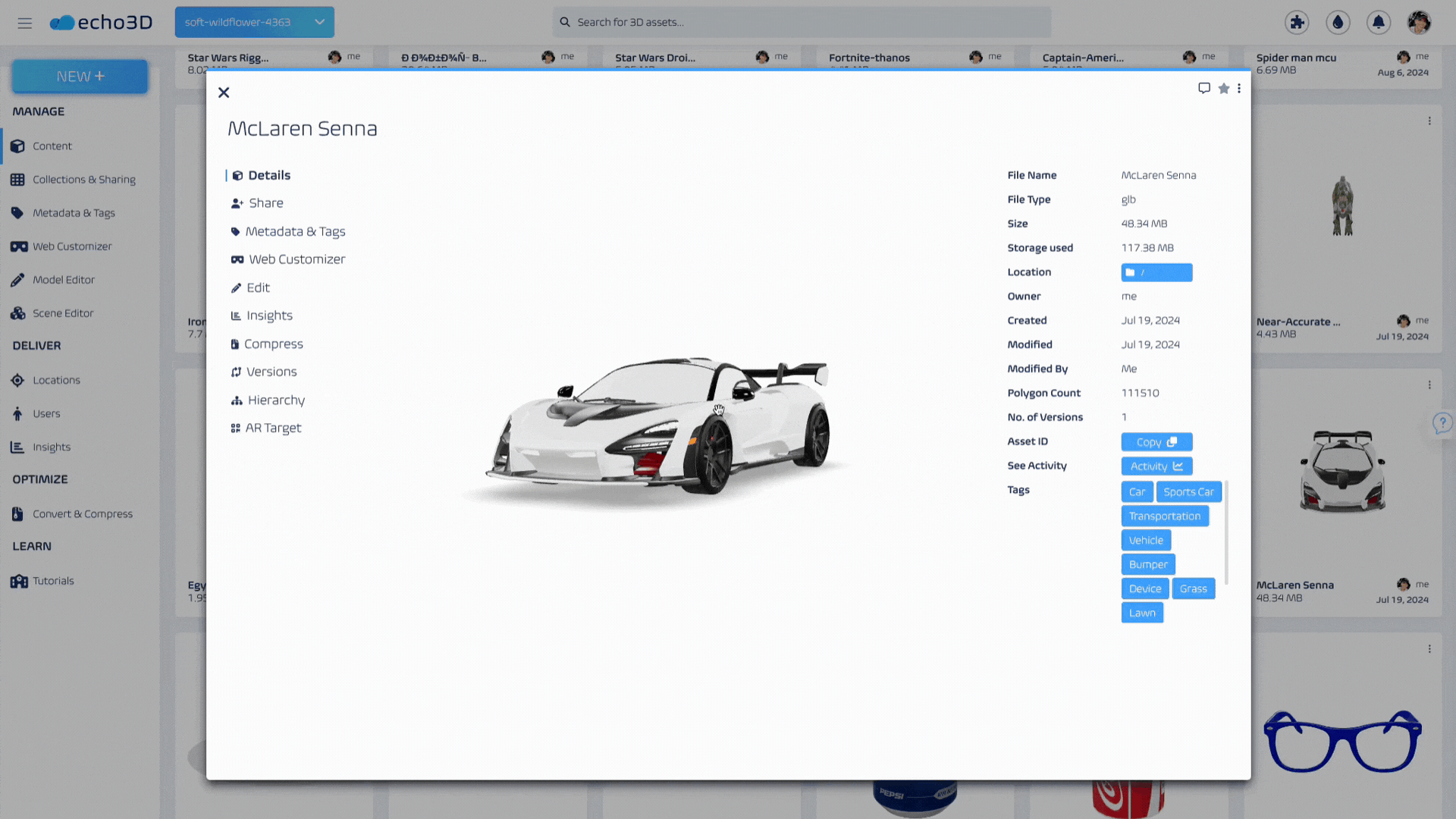 echo3D 3D digital asset management (3D DAM)