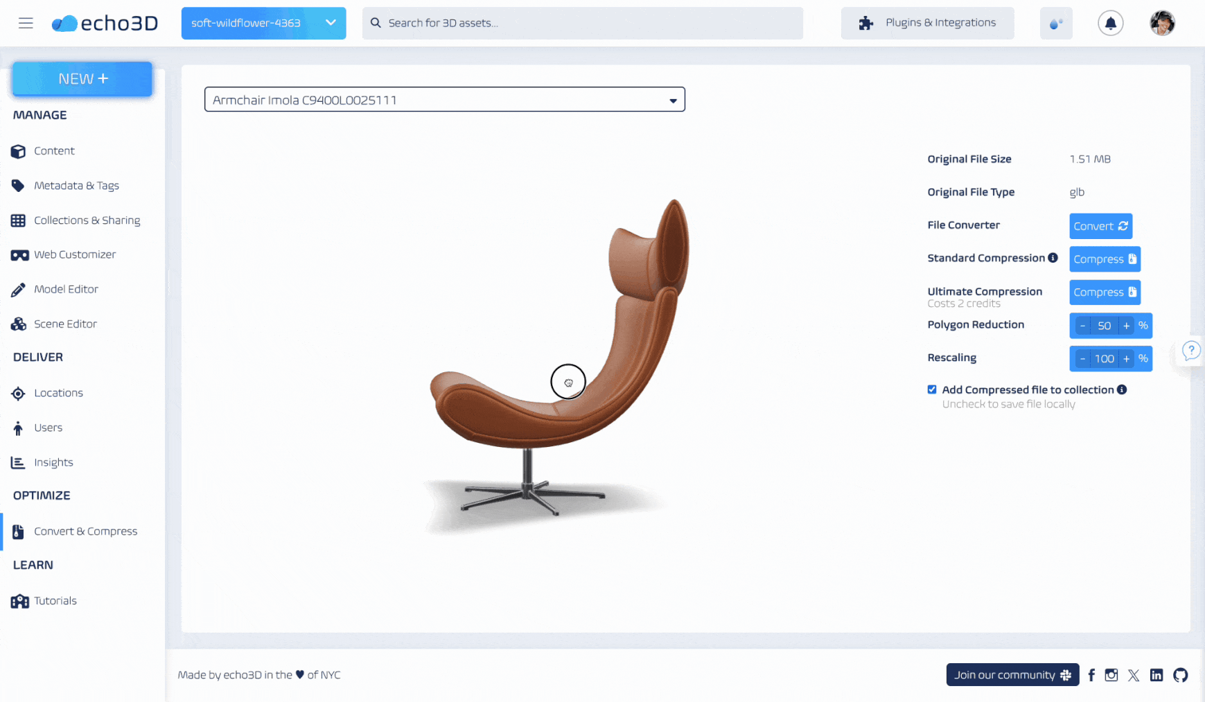 echo3D 3D digital asset management (3D DAM)