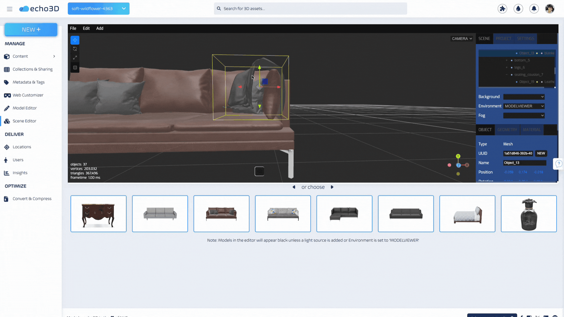 echo3D 3D digital asset management (3D DAM)