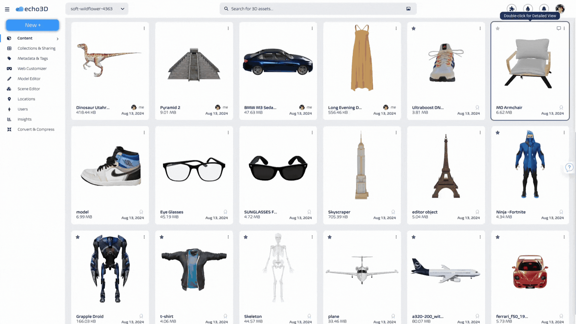 echo3D 3D digital asset management (3D DAM)