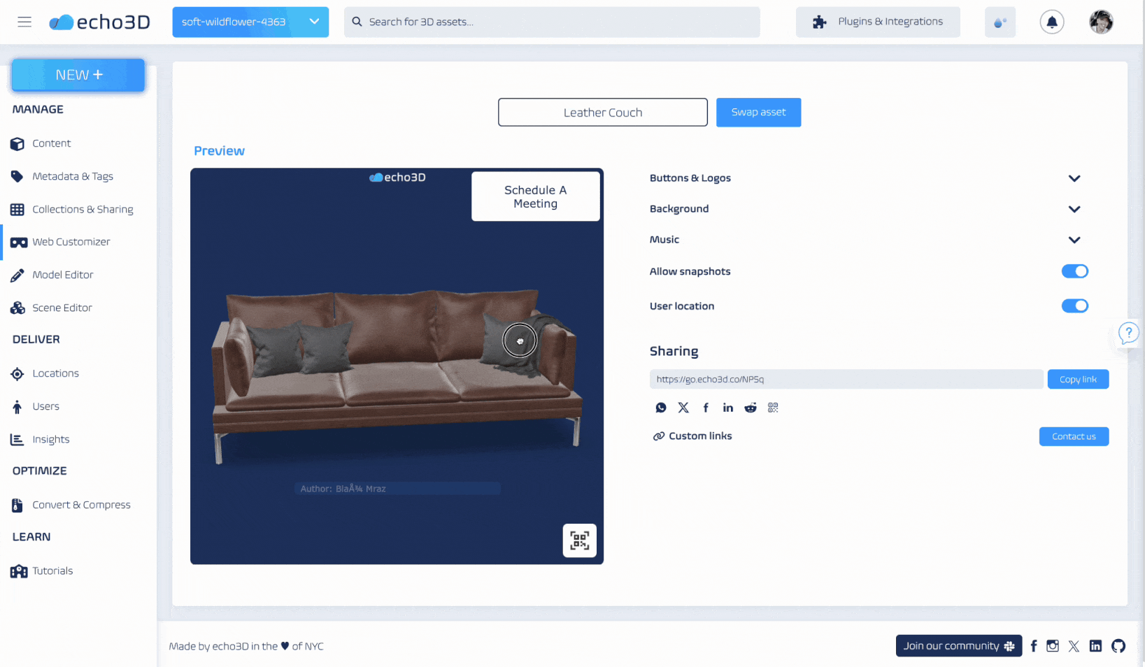 echo3D 3D digital asset management (3D DAM)