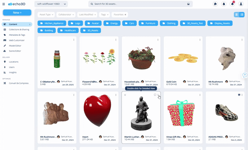 echo3D 3D digital asset management (3D DAM)