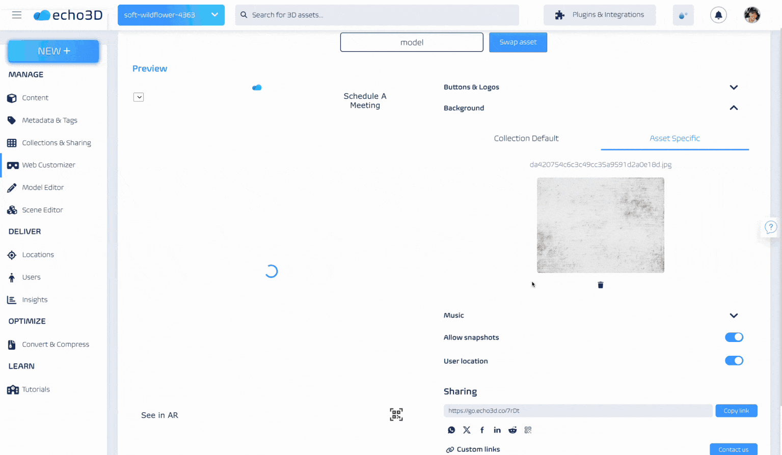 echo3D 3D digital asset management (3D DAM)